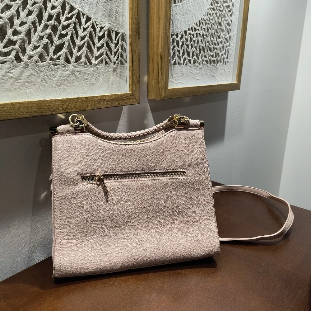Miztique Vegan Leather Handbag pink blush women's crossbody handle woven girl lu